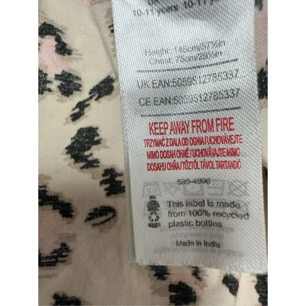 F&F Girls Animal Print Cotton Layred Dress Size 10-11Y